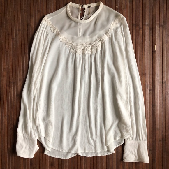 ✨Free People • Lace High Neck Victoria Blouse - Picture 4 of 9